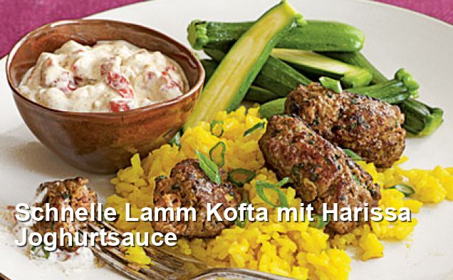 Schnelle Lamm Kofta Mit Harissa Joghurtsauce Gluten Frei Rezepte