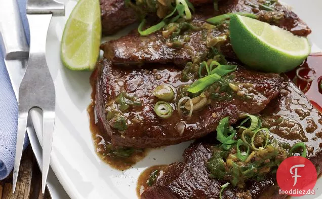 Pan-Seared Rock Steak mit Sardellen und Limette