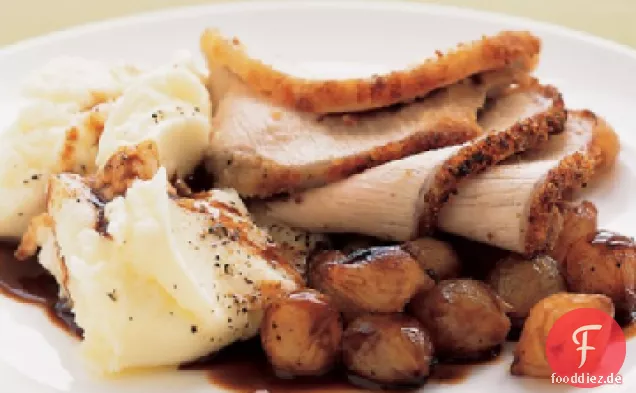 Gebratene Schweinelende mit Perlzwiebeln