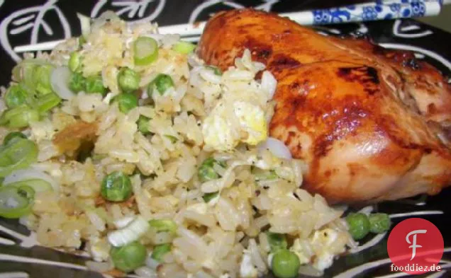 Grillhähnchen mit gebratenem Reis
