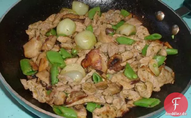 Schweinefleisch und Pilz Koriander Stir Fry