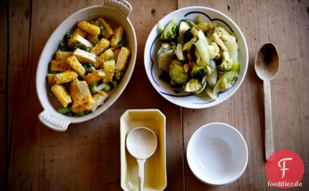 Vegetarischer chinesischer Zitronen-Tofu & grünes Gemüse