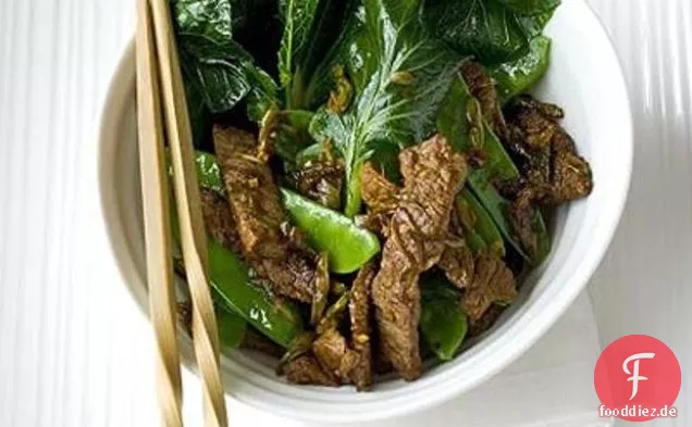 Ingwer-Knoblauch-Rindfleisch Mit Sesam Greens