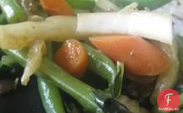 Bok Choy, Karotten und Grüne Bohnen