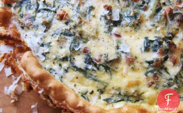 Herzhafte Mangold, Pancetta und Pecorino-Quiche