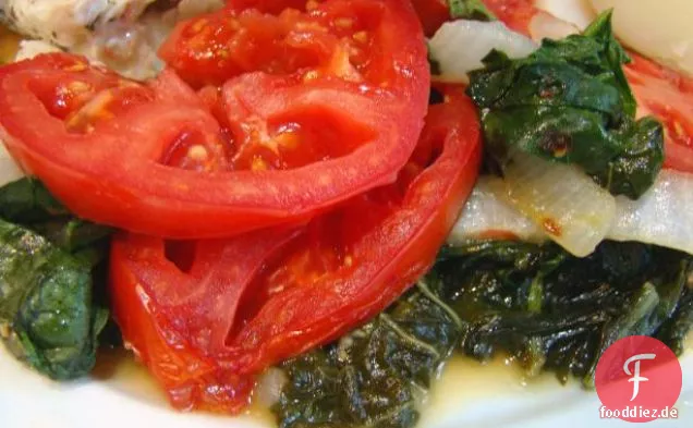 Mangold-Mit Tomaten und Speck