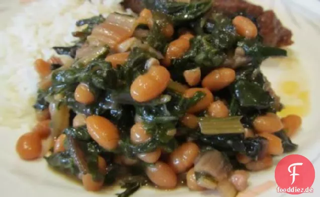 Schalenbohnen und Kartoffelragout mit Mangold
