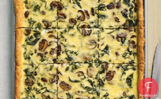 Mangold, Pilze und Weiß-Cheddar-Quiche