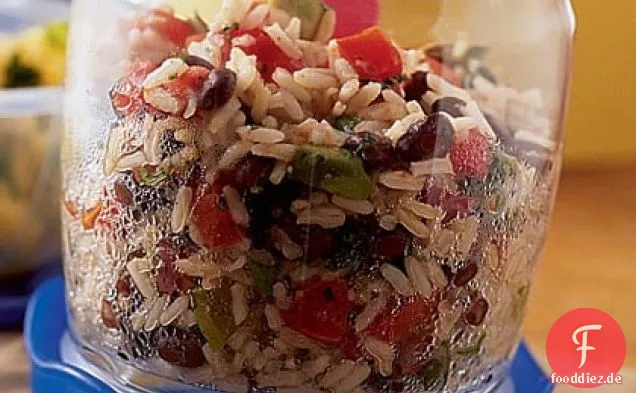 Kubanische Bohnen und Reissalat