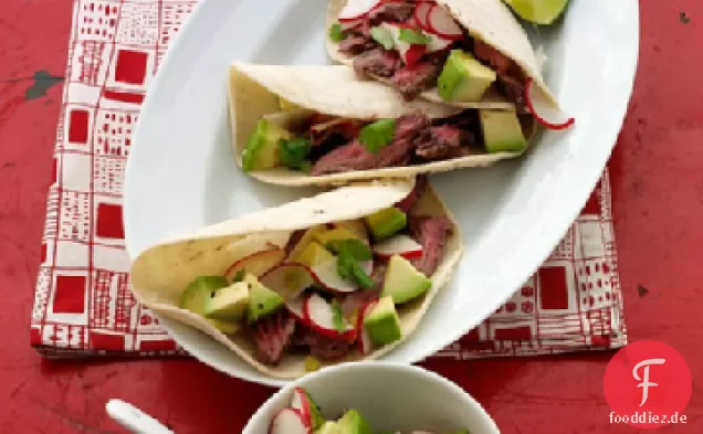 Rindfleisch-Tacos mit Rettich und Avocado-Salsa
