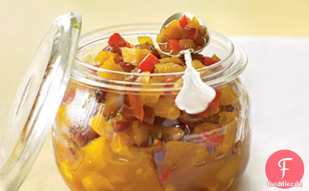Curry-Ananas und Steinobst-Chutney