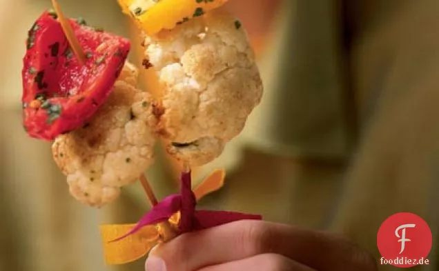 Blumenkohl-Spieße mit Paprika und Kreuzkümmel