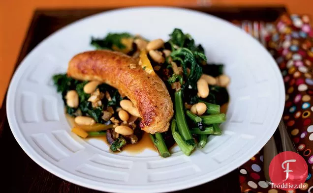 Knoblauch Brokkoli Rabe mit Wurst und Paprika