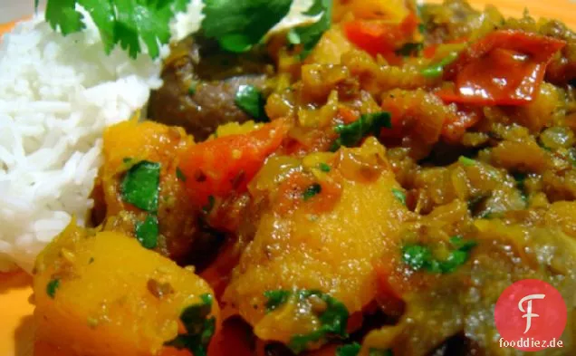Ofengeröstete Auberginen und Butternut Squash Curry