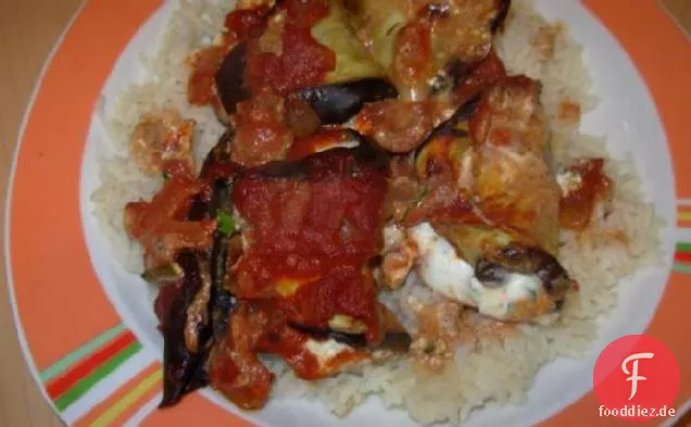 Auberginen (Aubergine) und Ricotta-Brötchen