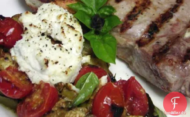 Gegrillte Auberginen Mit Ricotta und Tomaten