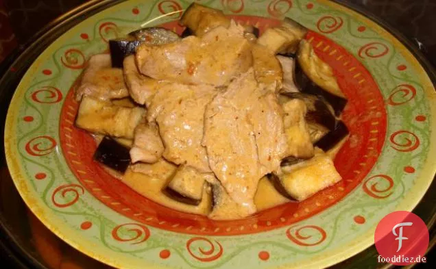 Auberginen und Mozzarella schmelzen