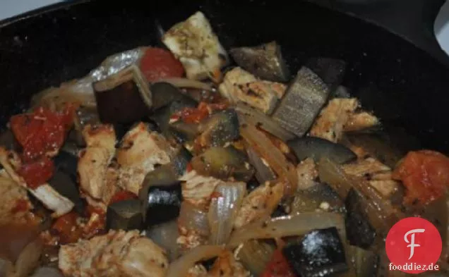 Aubergine Huhn
