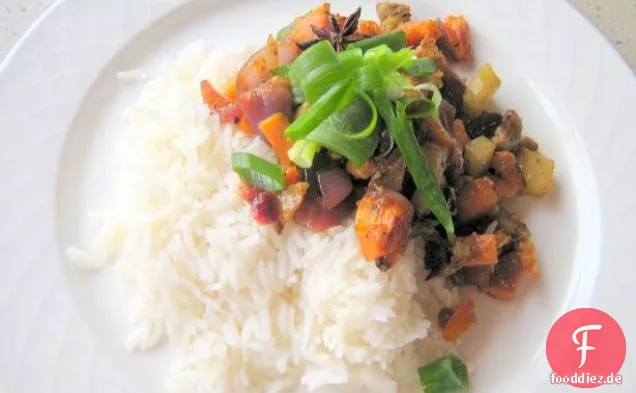 Karamell Soja Braten Gemüse