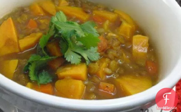 Linseneintopf mit Kürbis oder Süßkartoffeln