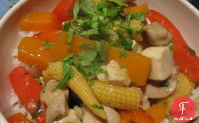 Karamellisiertes Huhn und Kürbis Stir-fry