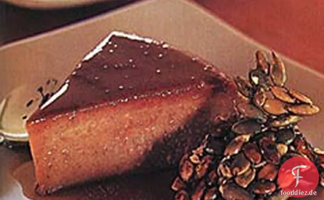 Kürbis-Flan mit Kürbiskern-Praline