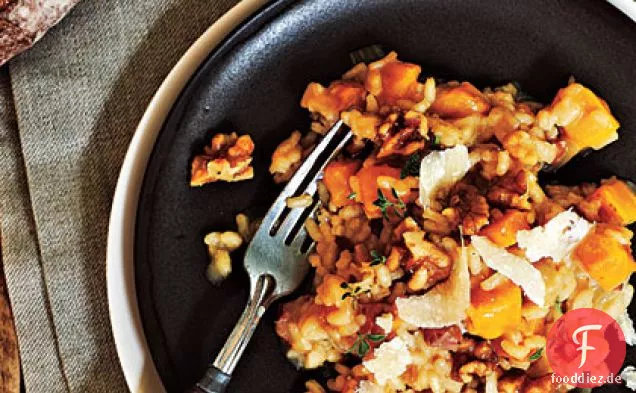Roasted Butternut Squash Risotto mit Gezuckerten Walnüssen