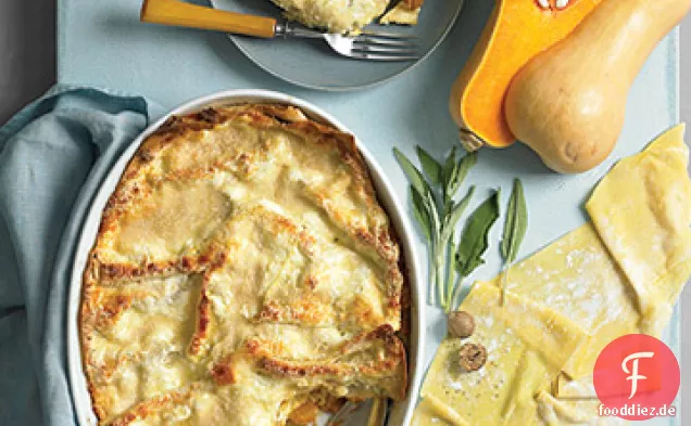 Butternusskürbis und Salbei-Lasagne