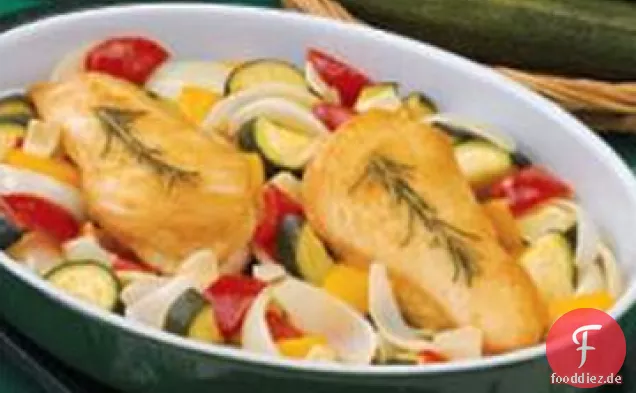 Rosmarin-Knoblauch Huhn und Gemüse