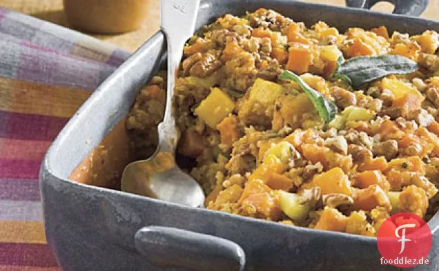 Maisbrotfüllung mit Süßkartoffeln und Kürbis
