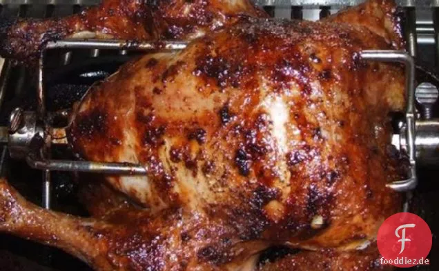 Knoblauch-Zitronen-Rotisserie-Hähnchen mit marokkanischen Gewürzen