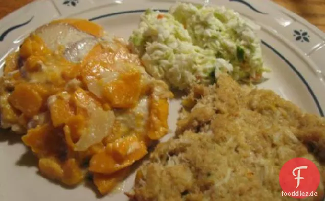 Yukon Gold und Süßkartoffelgratin