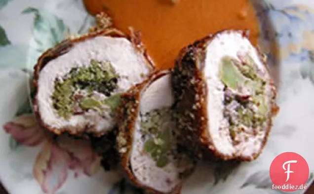 Pecan Hähnchenbrust Gefüllt mit Frischkäse und Brokkoli