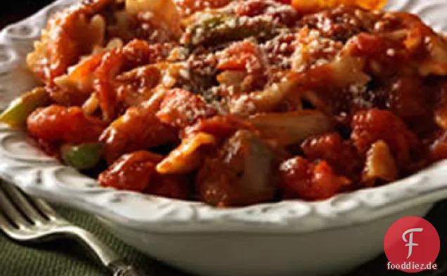 Fliege in Wurst-Pfeffer-Sauce