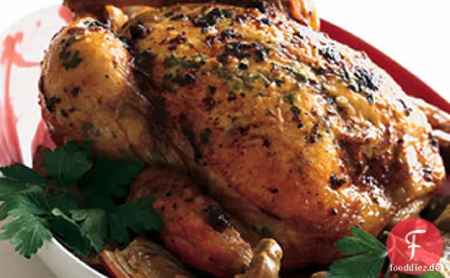 Brathähnchen mit Artischocken und Gremolata Butter