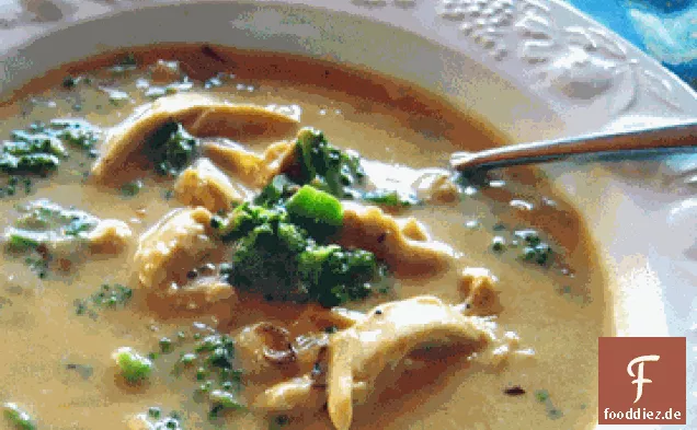 Sehr käsige Hühnchen Brokkoli Käsesuppe