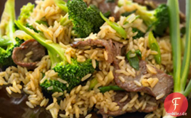 Rindfleisch und Brokkoli Rühren Braten mit Vollkorn Braunen Reis