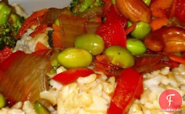 Gemüse und Cashew Rühren-Braten