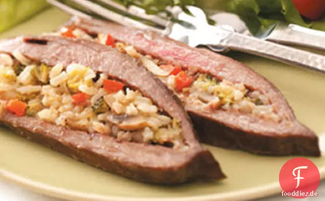 Mit Reis gefülltes Flankensteak