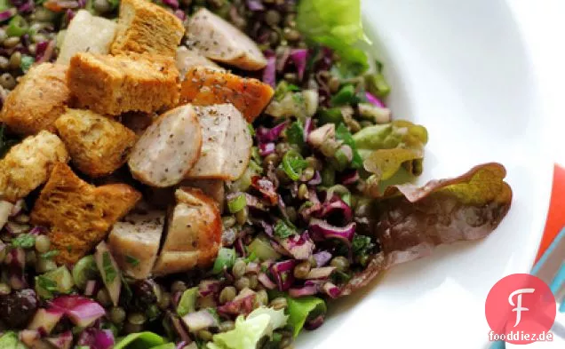 Wurst, Linsen und Rotkohl