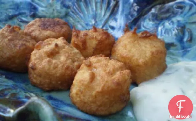 Zerschlagene Queenies mit Tartarsauce (Manx-Jakobsmuscheln)