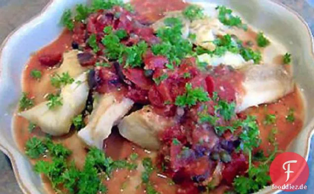 Fischsteaks mit Oliven und Kapern