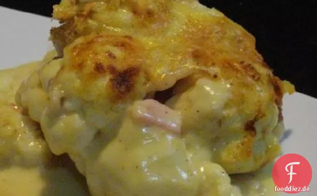 Gebackener Blumenkohl & Käse mit Speck