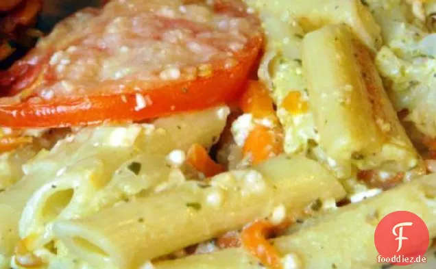 Pasta-Gratin Mit Pesto und Gemüse