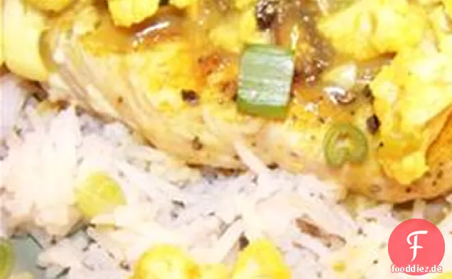 Curry Schweinekoteletts und Blumenkohl mit Basmatireis