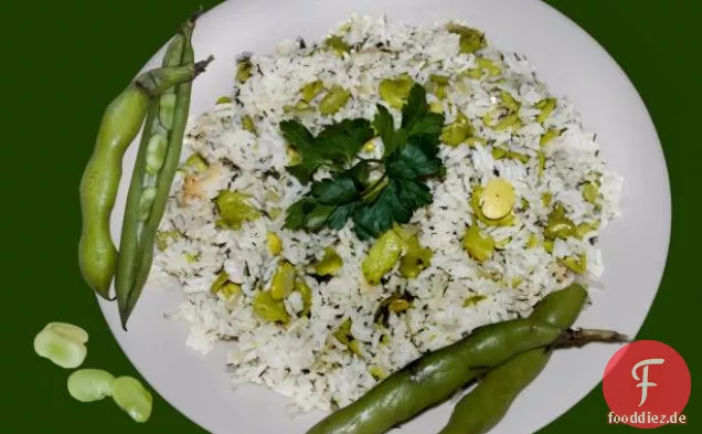 Irakische Layered Fresh Fava Bean / Saubohnen & Reis