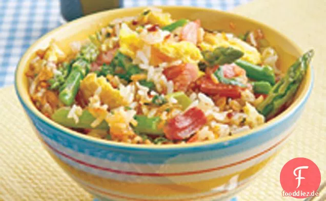 Gebratener Reis mit Schinken und Spargel