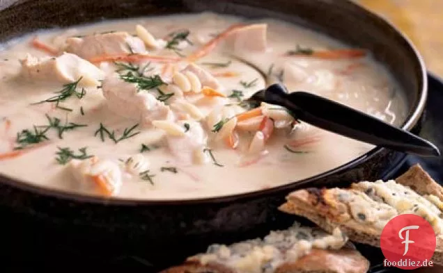 Schnelle Avgolemono, Orzo und Hühnersuppe