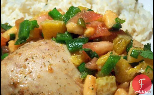 Insel Mojito Huhn und Reis Mit Salsa Tropicale