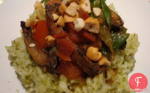 Portobello Curry mit grünem Reis